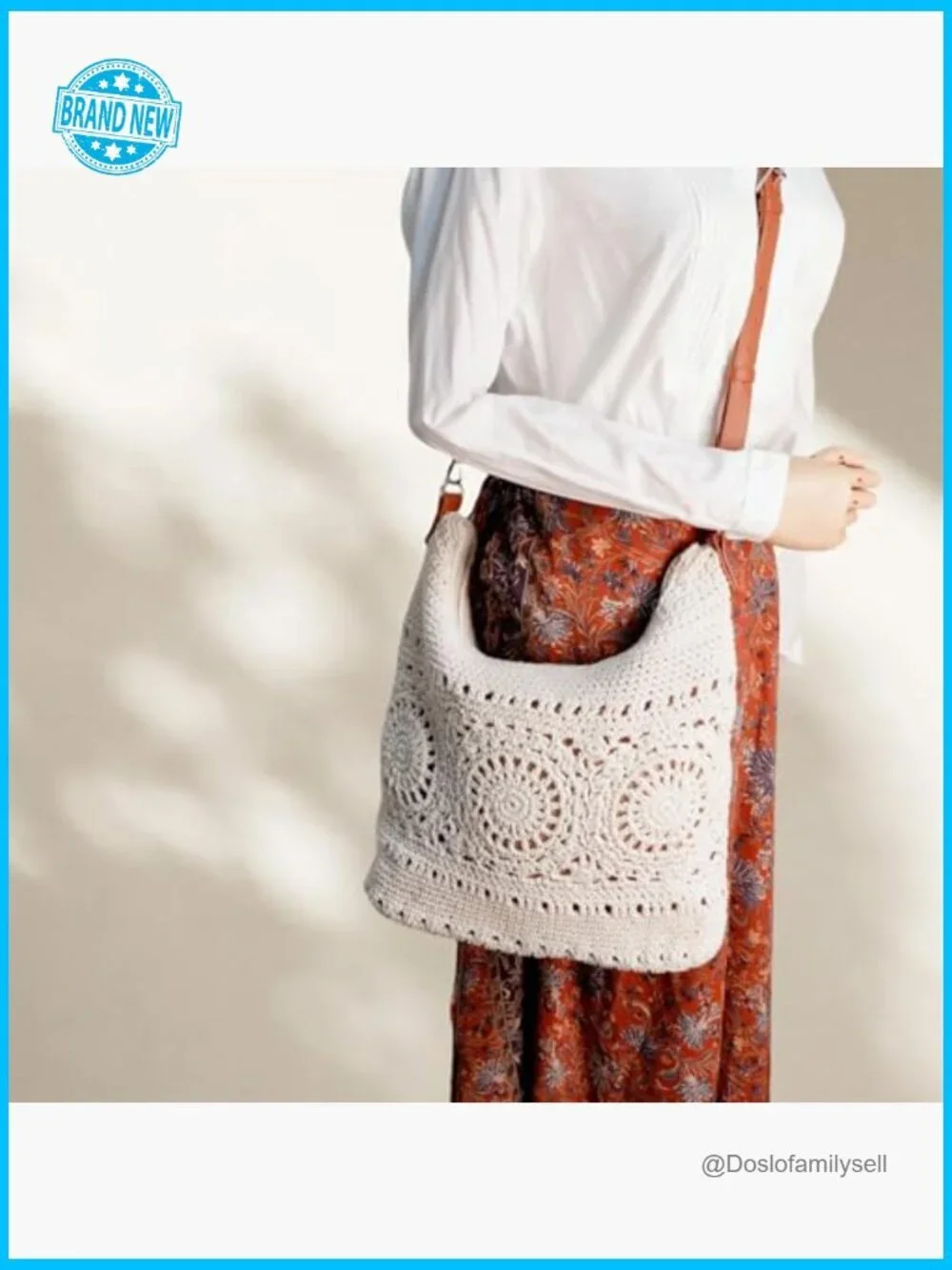 Handmade Crochet Hobo Bag Large Crossbody Shoulder Purse Boho Y2K